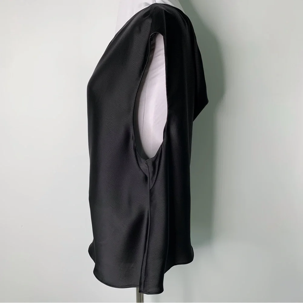 WAYF Women's Cowl Neck Black Sleeveless Asymmetrical Top Size XL - Picture 7 of 14